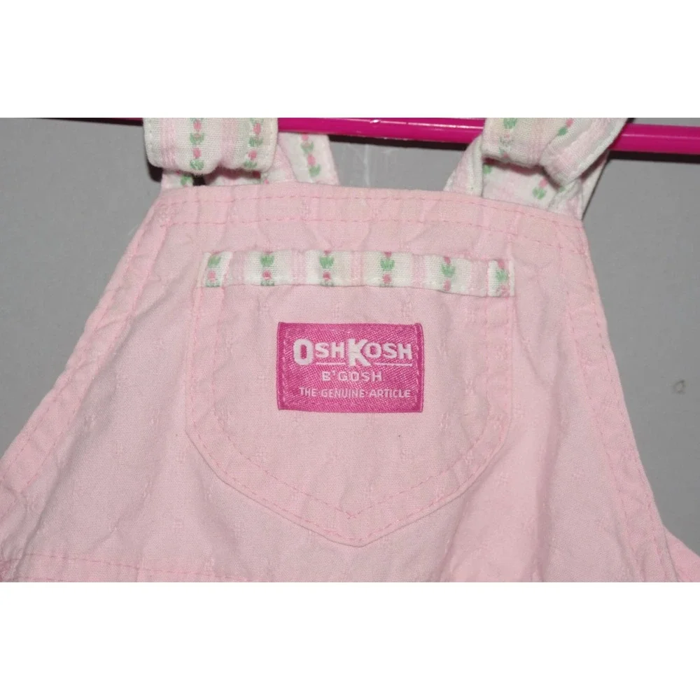 Vintage OshKosh B'Gosh Vestbak Rare Pink Floral Overalls 12 mos.‎ 90s USA VGUC